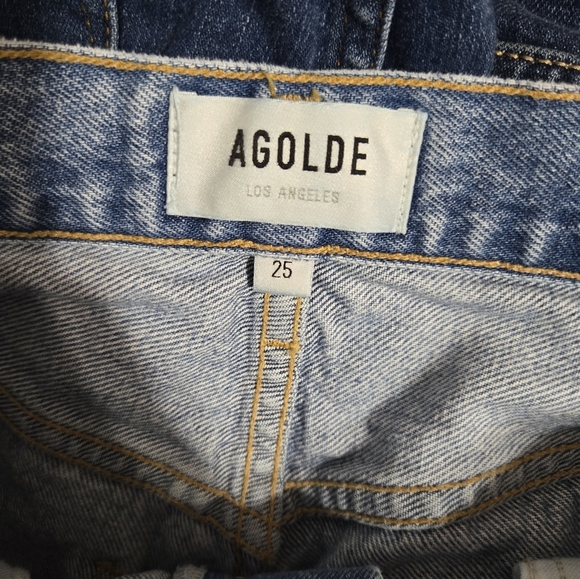 Agolde 90's jeans women size 25 baggy straight buttonfly distressed High rise - Picture 3 of 16